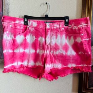 Torrid Pink Tie Dye Distressed Shorts